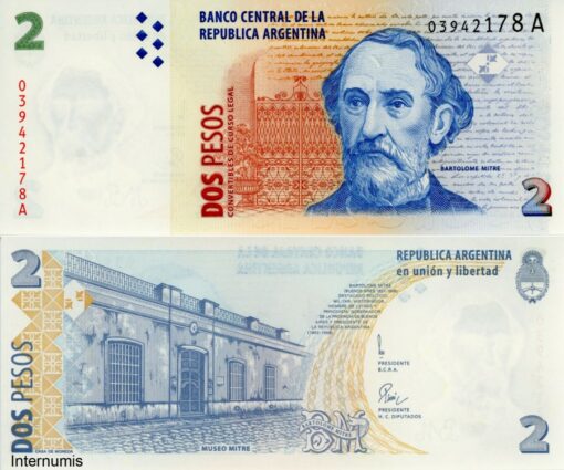 Argentinien 2 Pesos ND(1997) Ser.A (P. 346) Erh. UNC