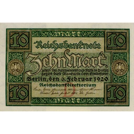 Deutschland -  10 Mark 6.2.1920 , KN.7 stellig , Udr.Bst.D , (Rosb. 63 / P.67) Erh. UNC