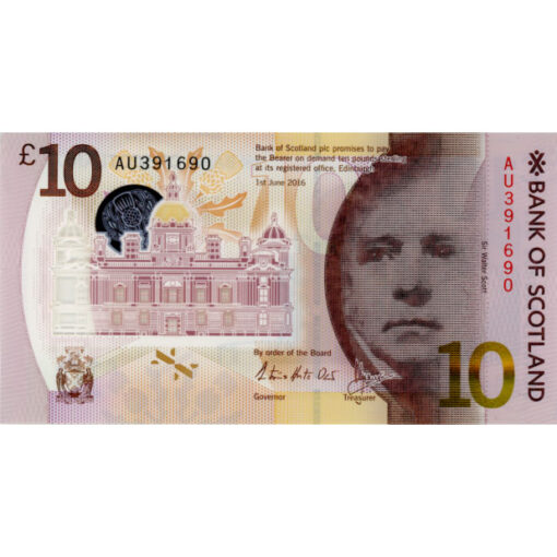 Schottland - 10 Pounds 1.06. 2016 , Sir Walter Scott, Bank of Scotland , (P.131) Erh. UNC