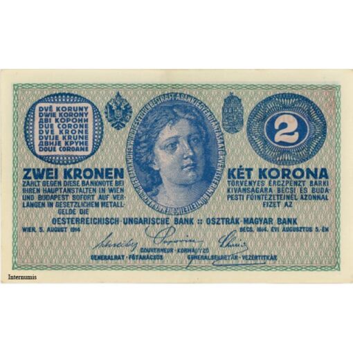 2 Kronen 1914 , Serie C , C halbfett u. versetzt , (KK.124)d)2/ P.17b) Erh. II