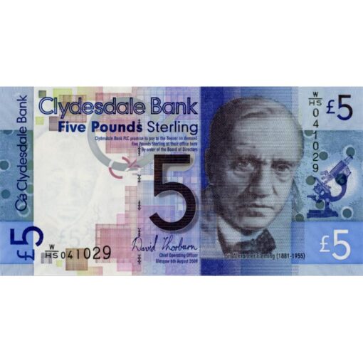 Schottland - 5 Pounds 2009 , Clydesdale Bank , (P.229la) Erh. UNC