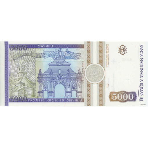 Rumänien - 5000 Lei 1993, (P.104) Erh. UNC – Bild 2