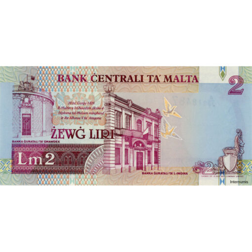 Malta - 2 Liri L.1967 (1994), Us.Bonello, (P.45d) Erh. UNC – Bild 2