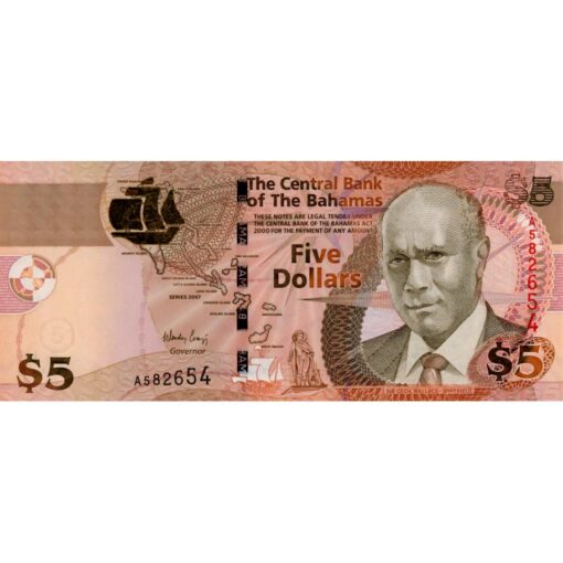 Bahamas - 5 Dollars  2007, (P.72) Erh. UNC