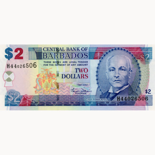 Barbados - 2 Dollars 1.5.2007, (P.66a) Erh. UNC