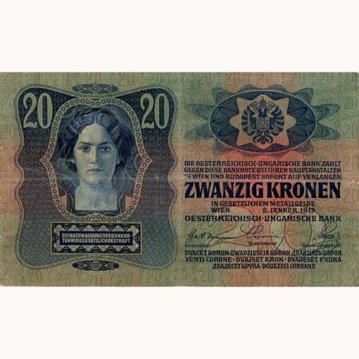 Österreichisch-ungarische Bank - 20 Kronen  2.01.1913, II. Auflage, (KK.121/P.14/AMK.160) Erh. IV