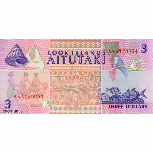 Cook Inseln - 3 Dollars ND(1992,) (P.7a) Erh. UNC – Bild 2