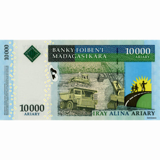 Madagascar  - 10.000 Ariary ND(2008), (P.92b) Erh. UNC – Bild 2