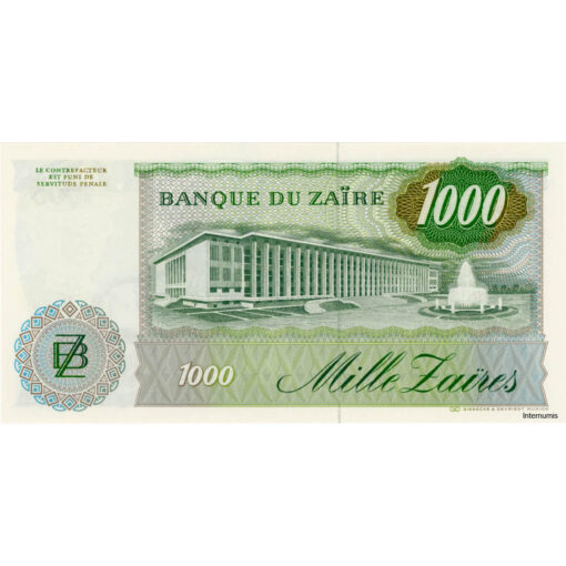 Zaire - 1000 Zaires 24.11.1985, (P.31a) Erh. UNC – Bild 2