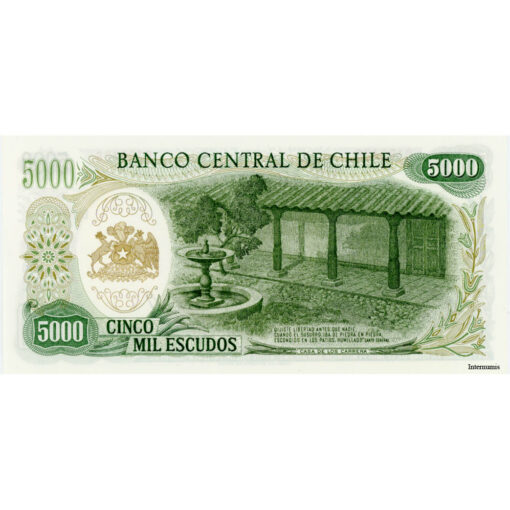 Chile - 5000 Escudos ND(1967-), (P.147b) Erh. UNC – Bild 2