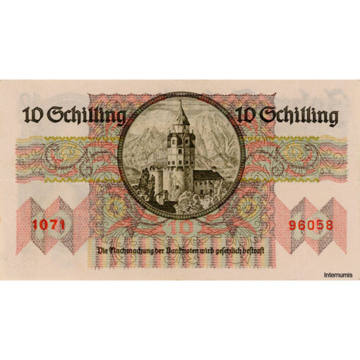 Österr.Nationalbank - 10 Schilling 1946, Vs.Frauenbild, Rs.Haller Münzturm, (KK.230/ANK 260/P.122) Erh. III+ - Image 2