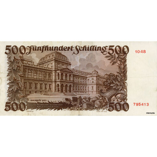 Österr.Nationalbank - 500 Schilling 1953, Vs.Prof.Wagner-Jauregg, Rs.Univerität Wien, (KK.240/ANK 270) Erh. III - Image 2