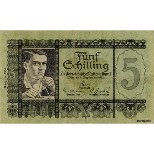 Österr.Nationalbank - 5 Schilling 1951, Ausgabe 1951, (KK.238b/ANK 268/P.126) Erh. III