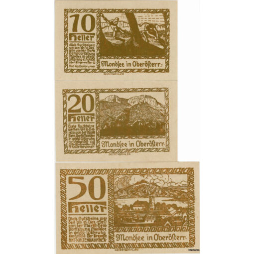 Mondsee (OÖ) - 10,20,50 Heller 1920, Druck gold, (KKN.626)q) Erh. I