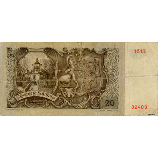 Österr.Nationalbank - 20 Schilling 1950, Vs.Joseph Haydn, Rs.Bergkirche in Eisenstadt, Berichtigte Druckplatte (OESTERREICHISCHE) (KK.237b/ANK 267b/P.129a) Erh. IV+ - Image 2