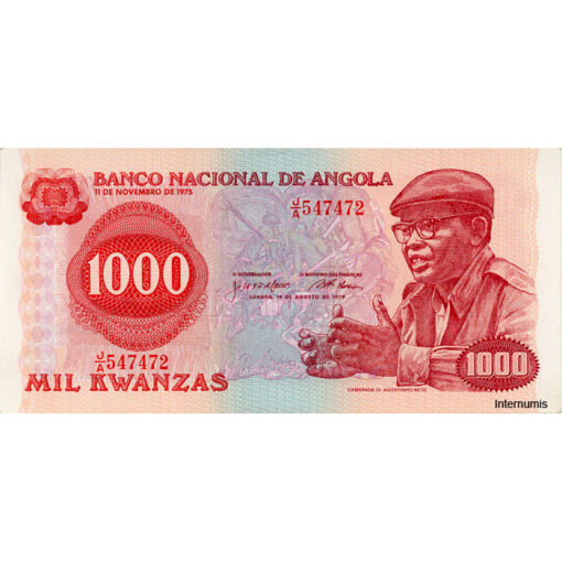 Angola - 1000 Kwanzas 14.8.1979,  Banknote ist nicht gefaltet, (P.117) Erh. XF+