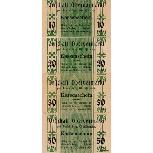 Obervormarkt(OÖ) - 10,20,30,50 Heller (-31.12.1921),Ausgabe A, 400 Stück, KN.schwarz groß - 6 mm, (KKN.S696)I)a)A) Erh. I