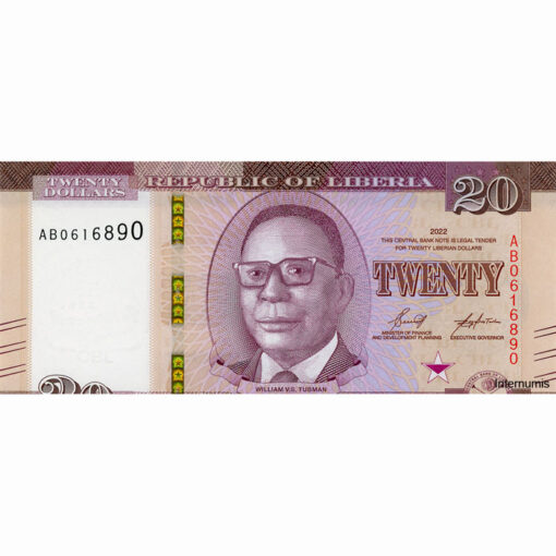 Liberia - 20 Dollars 2022 , (P.39a) Erh. UNC