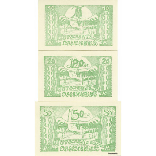 Obervormarkt(OÖ) - 10,20,50 Heller (-31.12.1921),Kreidepapier weiß, Dr.Bs.grün, 2.Auflage, 60 Stück, (KKN.S696)II)i) Erh. I - Image 2