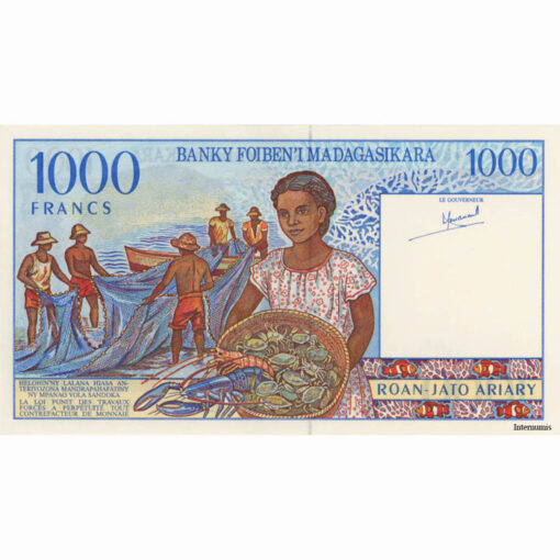 Madagascar  - 1000 Francs  = 200 Ariary ND(1994), (P.76a) Erh. UNC – Bild 2