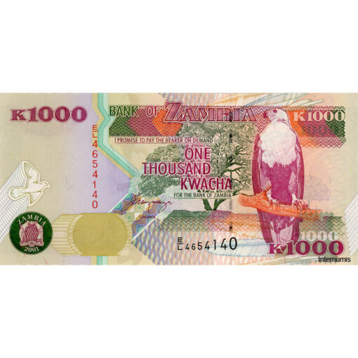 Sambia - 1000 Kwacha 2001, (P.40b) Erh. UNC