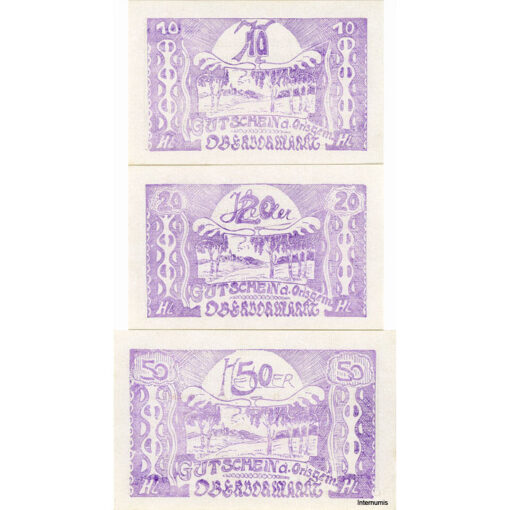 Obervormarkt(OÖ) - 10,20,50 Heller (-31.12.1921),Kreidepapier weiß, Dr.Bs.violett, 2.Auflage, 25 Stück, (KKN.S696)II)q) Erh. I/I- - Image 2