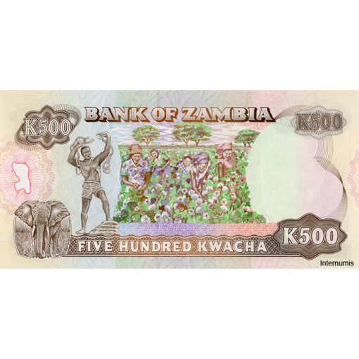 Sambia - 500 Kwacha ND(1991), (P.35a) Erh. UNC – Bild 2