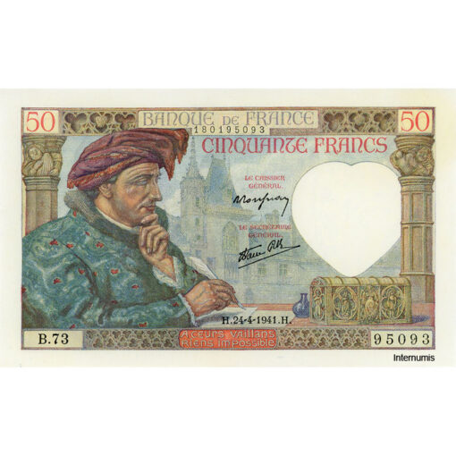 Frankreich - 50 Francs 24.4.1941, (P.93) Erh. UNC