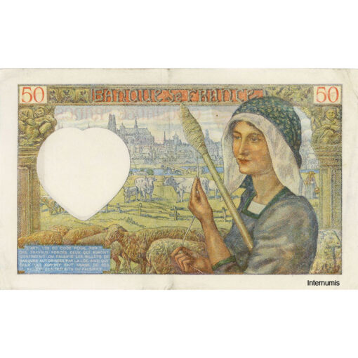 Frankreich - 50 Francs 20.11.1941, (P.93) Erh. VF – Bild 2