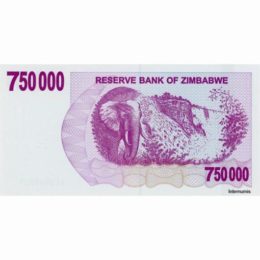 Zimbabwe - 750.000 Dollars 31.12.2007, (P.52) Erh. UNC – Bild 2