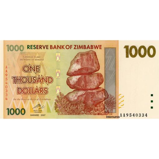 Zimbabwe - 1000 Dollars 2007, (P.71) Erh. UNC