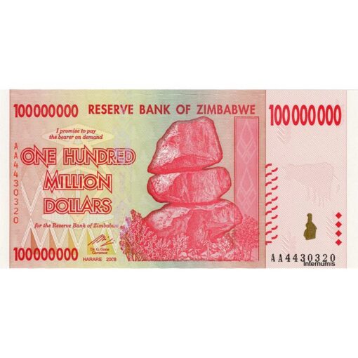 Zimbabwe - 100 Millionen Dollars 2008, (P.80) Erh. UNC