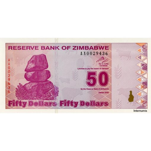 Zimbabwe - 50 Dollars 2009, (P.96) Erh. UNC