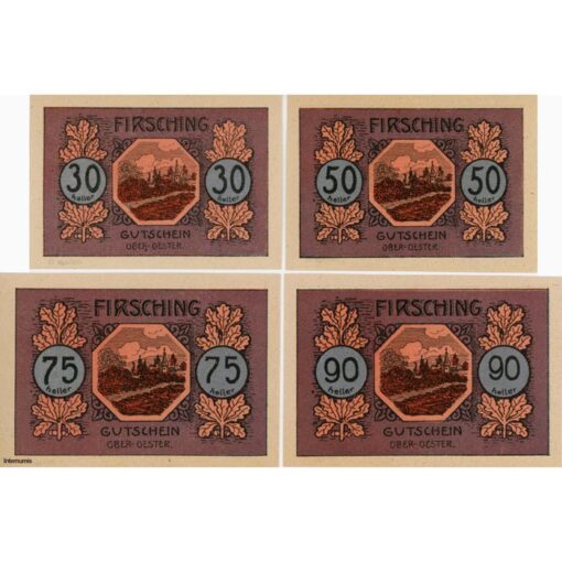 Firsching (OÖ) - 30,50,75,90 Heller o.D., Unterdruck Wertzeichen blau, Auflage II, (KKN.S201)II)a) Erh. I - Image 2