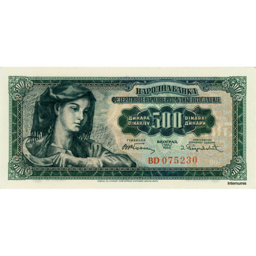 Jugoslawien - 500 Dinara 1.5.1955, (P.70) Erh. UNC