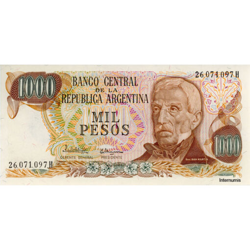 Argentinien 1000 Pesos ND(1976 - 1983), Us.3/H, (P.304c/3) Erh. UNC