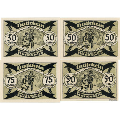 Hundsberg(OÖ) - 30,50,75,90 Heller o.D., Papier weiß,  2. Auflage - I. Ausgabe, (KKN.S402)II)a) Erh. I - Image 2