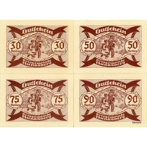 Hundsberg(OÖ) - 30,50,75,90 Heller o.D., Kartonpapier, 550 Serien, Sonderauflage mit KN., (KKN.S402)II)d) Erh. I - Image 2