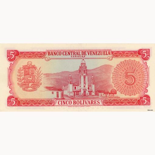 Venezuela - 5 Bolivares 22.6.1971, (P.50e) Erh. XF+ – Bild 2