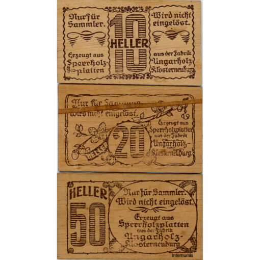 Hadersfeld(NÖ) 10,20,50 Heller 1.6.1920 auf Sperrholzplatten, (KKN.327)I)a) Erh. I- - Image 2