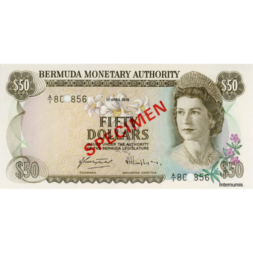 Bermuda - 50 Dollars 1.4.1978, Specimen (P.32s) Erh. UNC