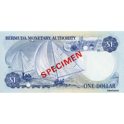 Bermuda - 1 Dollar 1.5.1984, Specimen (P.28s) Erh. UNC – Bild 2