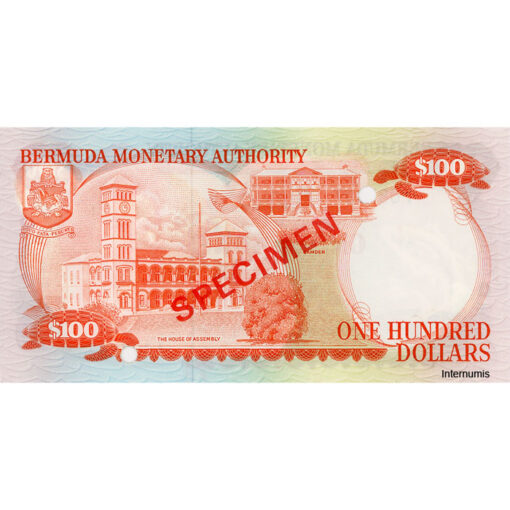 Bermuda - 100 Dollars 2.1.1982, Specimen (P.33s) Erh. UNC – Bild 2