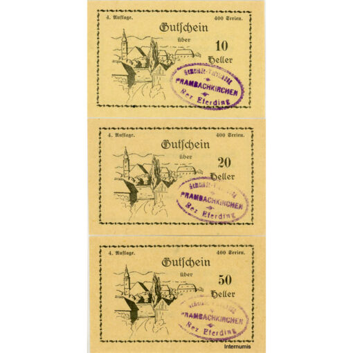 Prambachkirchen(OÖ) - 10,20,50 Heller 27.5.1920 - 31.12.1920 ,Papier gelb, 4. Auflage 400 Serien, (KKN.779)VI)b) Erh. I – Bild 2